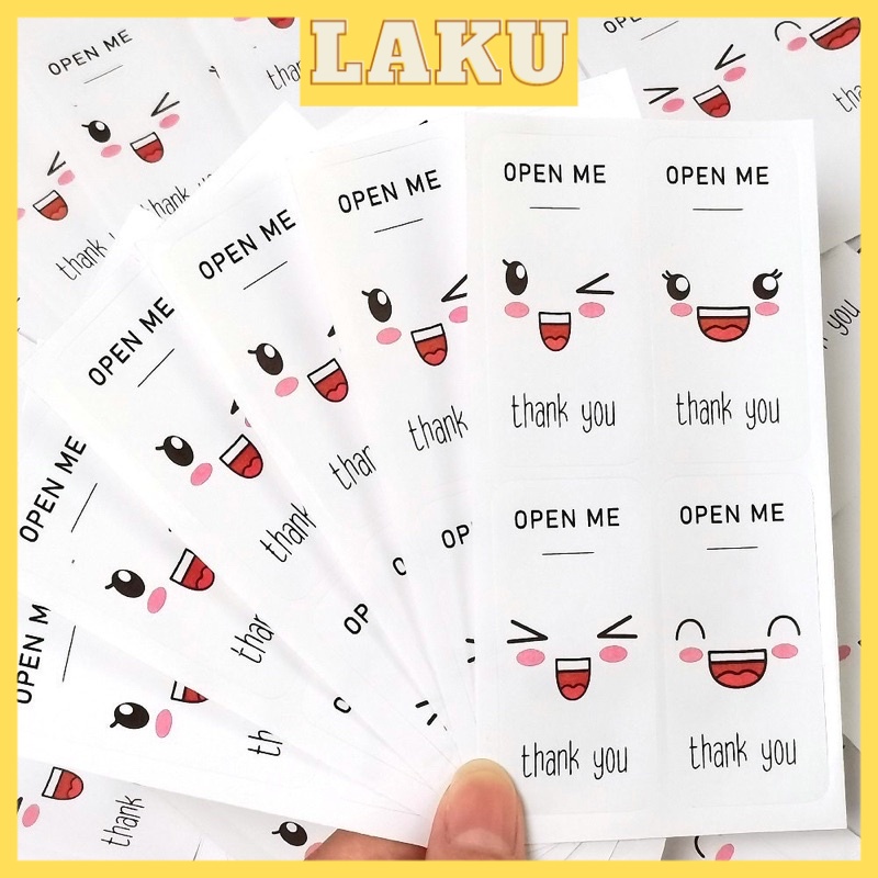 

LAKU 100Pcs Stiker Label Open Me Stiker Label Thank You