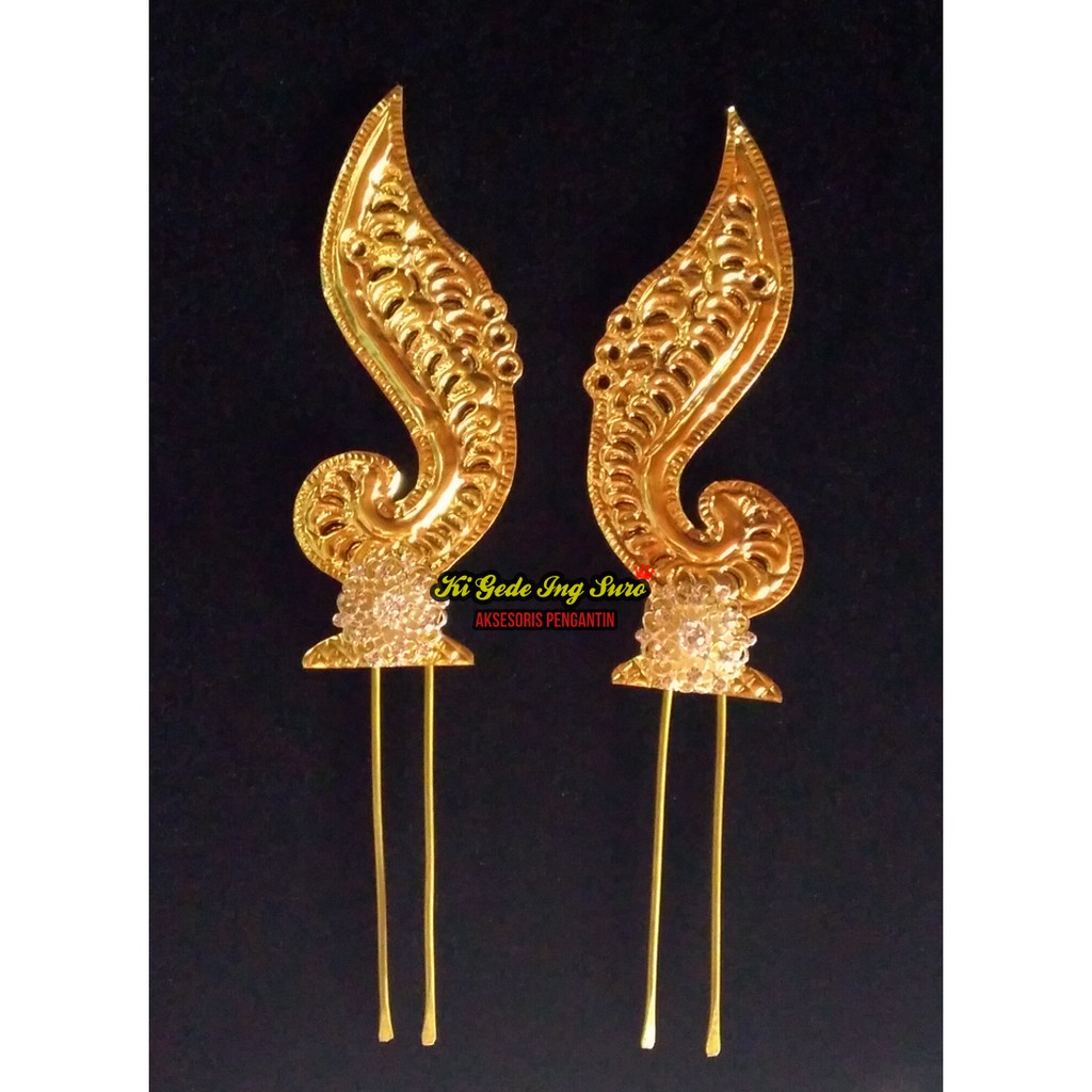 Set Tusuk Konde Pengantin Kujang/ Tusuk Sanggul Hiasan Rambut Tari Palembang Lampung Jawa Sunda Bali