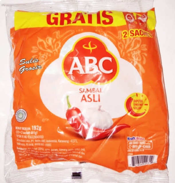 Sambal ABC Sachet Dus 21 x 22 x 8g / Sambel ABC bungkusan / Sambel ABC Dusan Karton