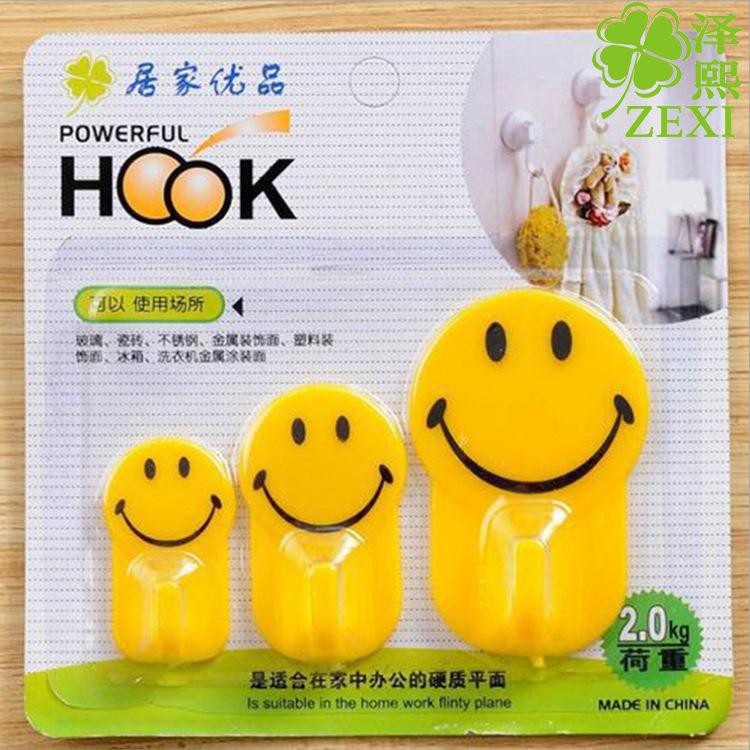 (BOW) Gantungan Hook Motif Smiley 1 Set isi 3 Pcs Dinding Baju Dapur Hook Wall