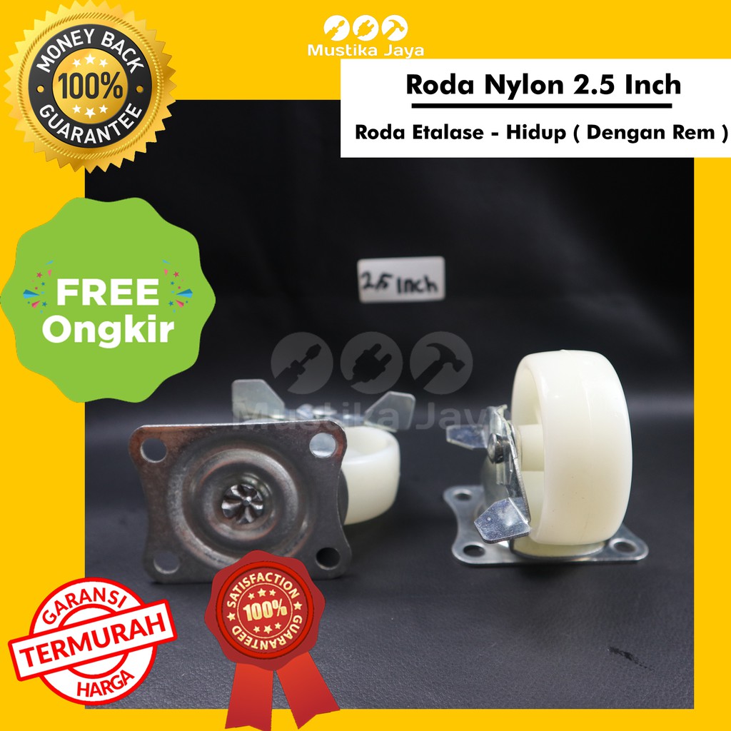 Roda Nylon Rem 2.5 Inch Roda Casters Nylon 50mm Roda Gepeng Nilon Rem