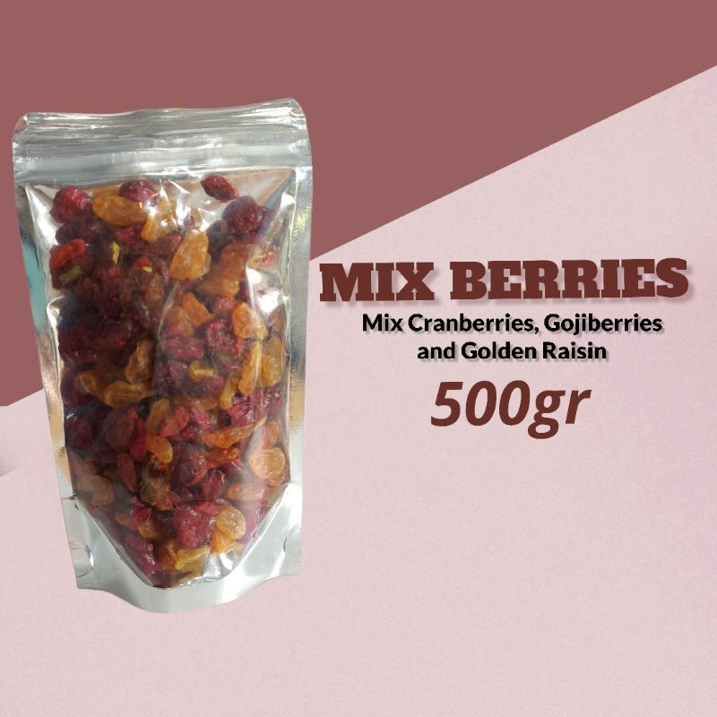 

MIX BERRIES 500GR BALIKPAPAN - BUAH KERING CAMPUR kISMIS GOJIBERRY CRANBERRY
