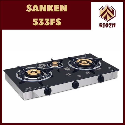 Kompor Gas 3 Tungku Kaca Sanken SG-533FS