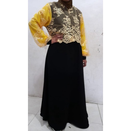 Baju Gamis Kombinasi Brukat