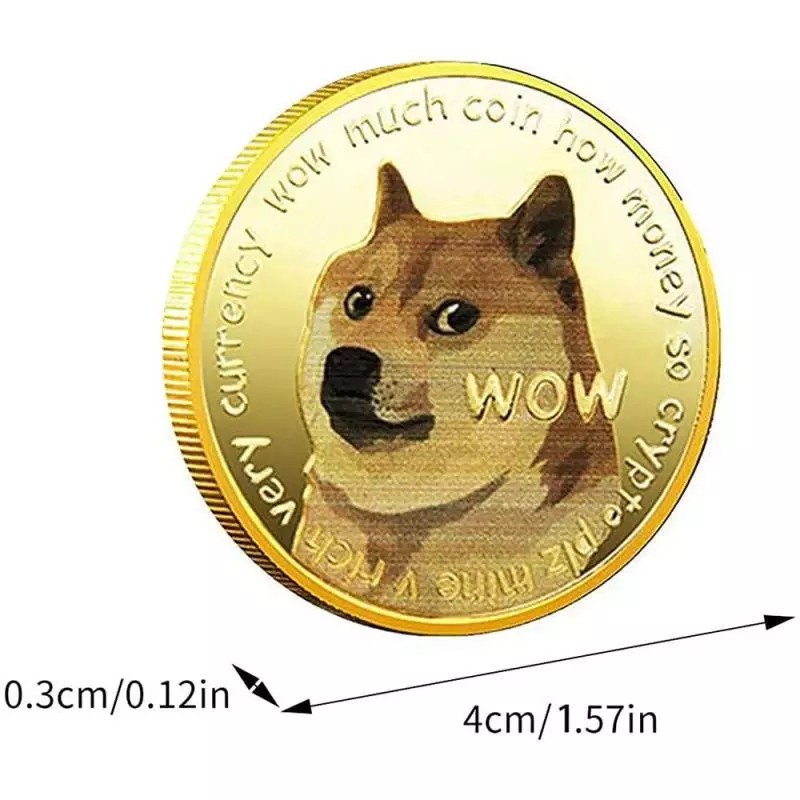 Coin Dogecoin Doge Gold Iron Plated Koleksi Pajangan Souvenir + Case