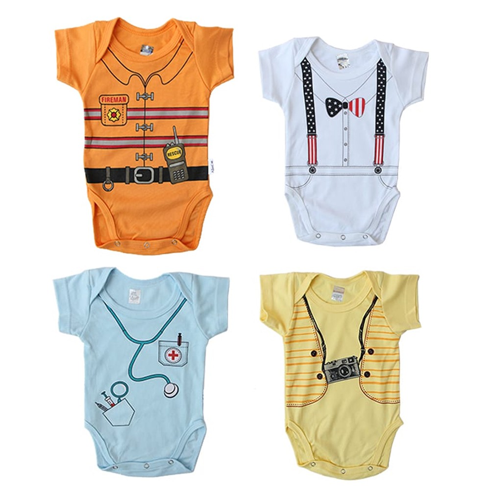 Kazel Bodysuit Fireman Boy 4Pcs Baju Jumper Bayi Laki Laki