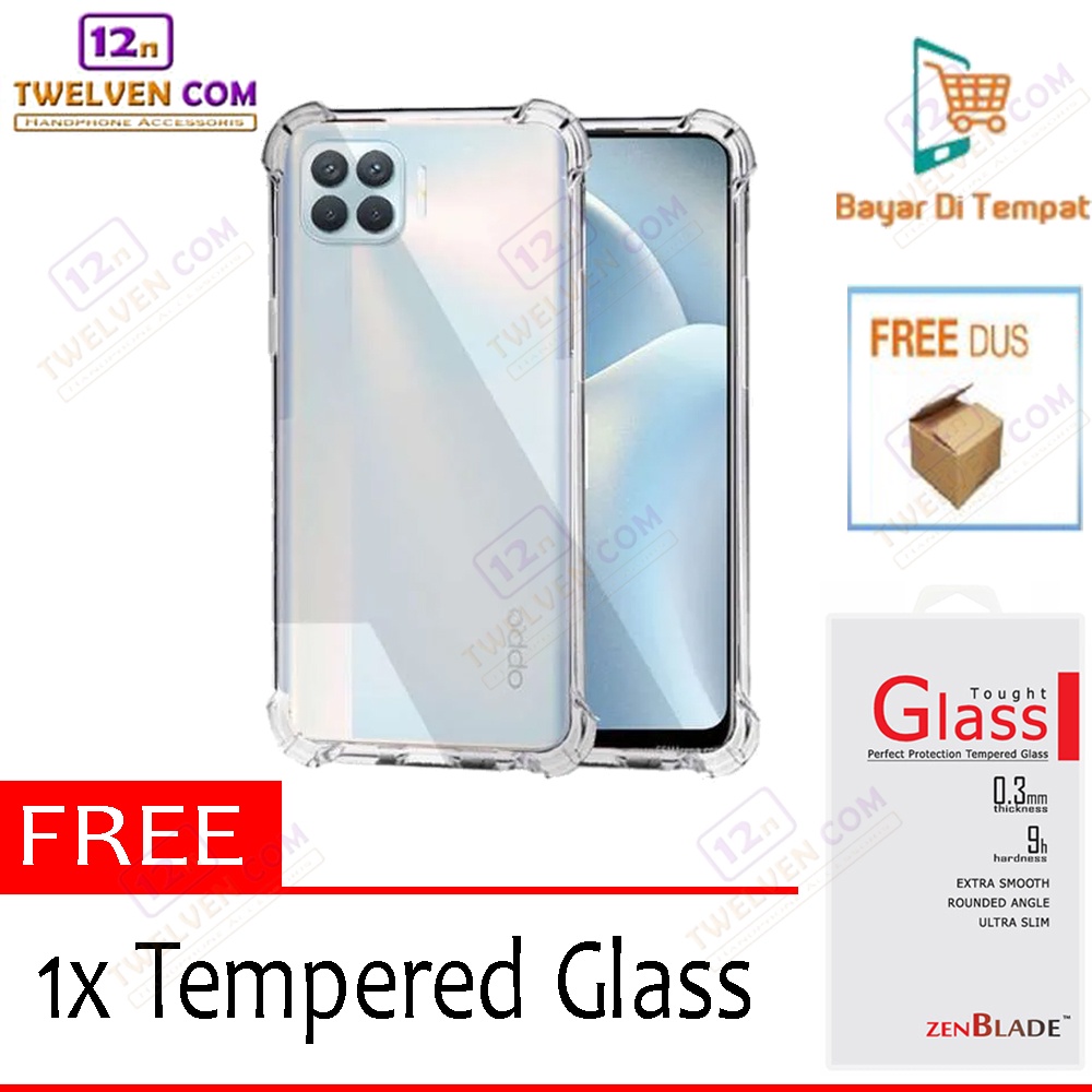 Case Anti Shock Anti Crack Softcase Reno 4F / Oppo A93 / F17 Pro + Free Tempered Glass