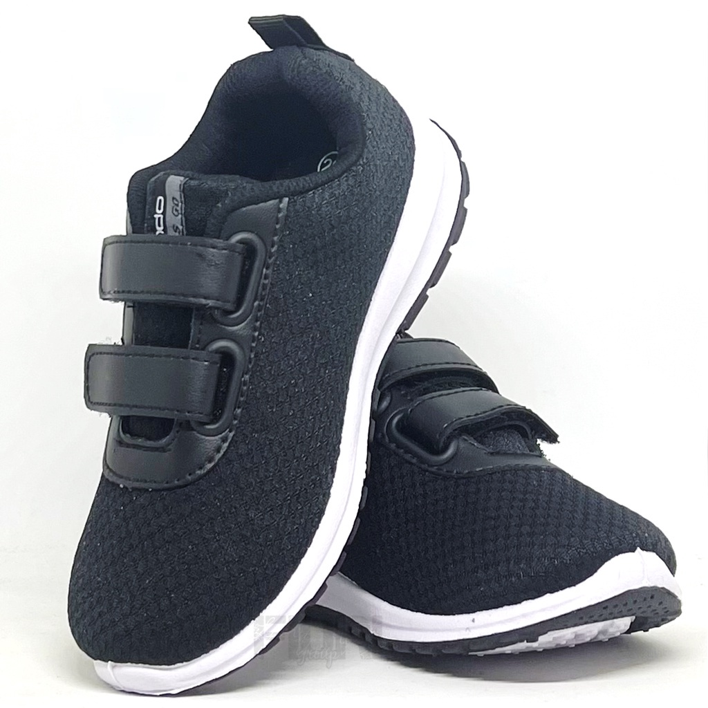 FIURI - ANDO ORIGINAL -  NITTA BSC LIAM PINO VIANY PEREKAT 29-40 HITAM PUTIH - SEPATU SNEAKERS KANVAS SOL KARET ANAK KECIL PEREMPUAN  - SEPATU KETS LUCU FASHION TRENDY - SEPATU SEKOLAH PAUD TK SD KRETEKAN PEREKAT CEWEK MURAH PROMO DISKON BONUS KAOS KAKI