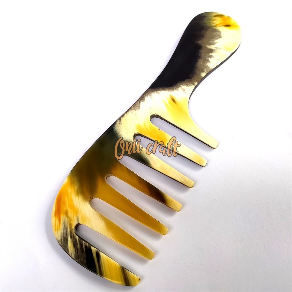 Sisir terapi kesehatan rambut bahan tanduk asli / sisir gigi jarang unik tanduk sapi asli