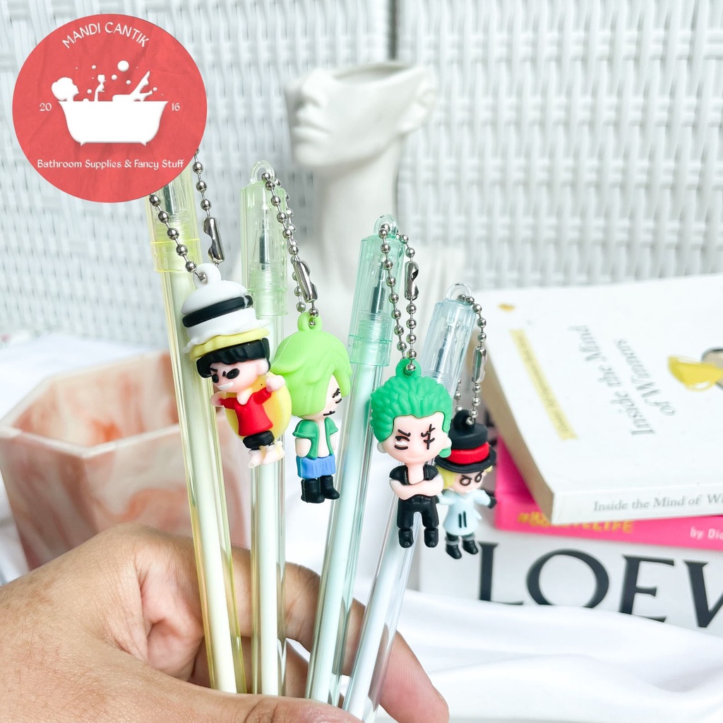 Pulpen gantungan One Piece pena pen lucu gel karakter mainan anime laki laki alat tulis lucu kado unik sekolah kantor-1