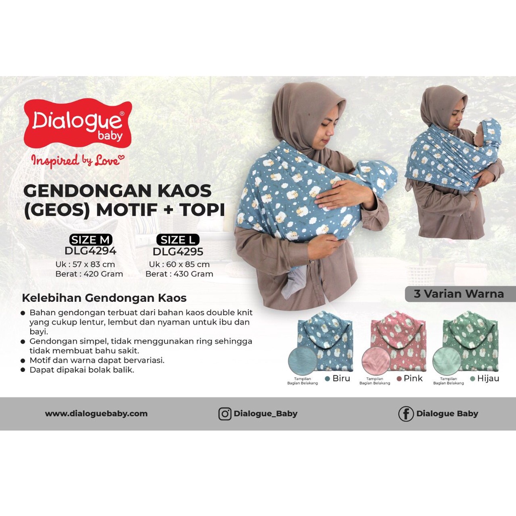 Dialogue Geos Motif + Topi (Gendongan Kaos) DLG4294/4295