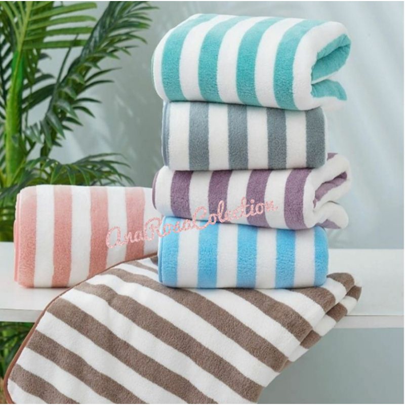 Handuk Mandi Microfiber Salur Uk 70x140 cm