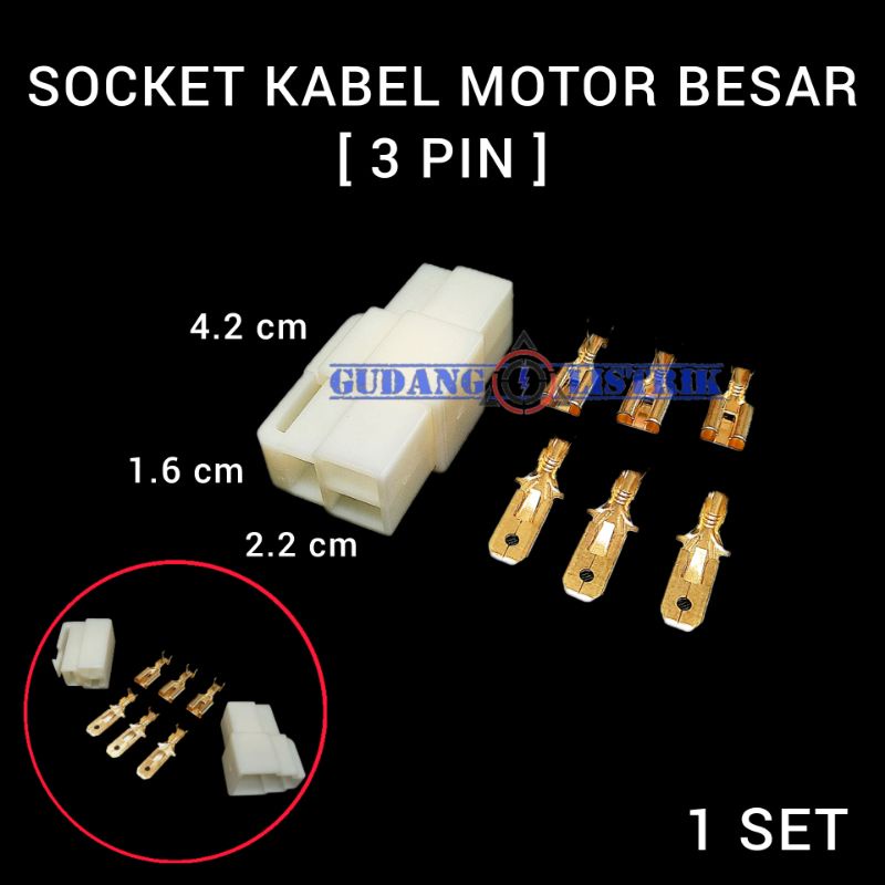 Socket Kabel Motor Socket Skun Scun Connector Cable 3 Pin Besar