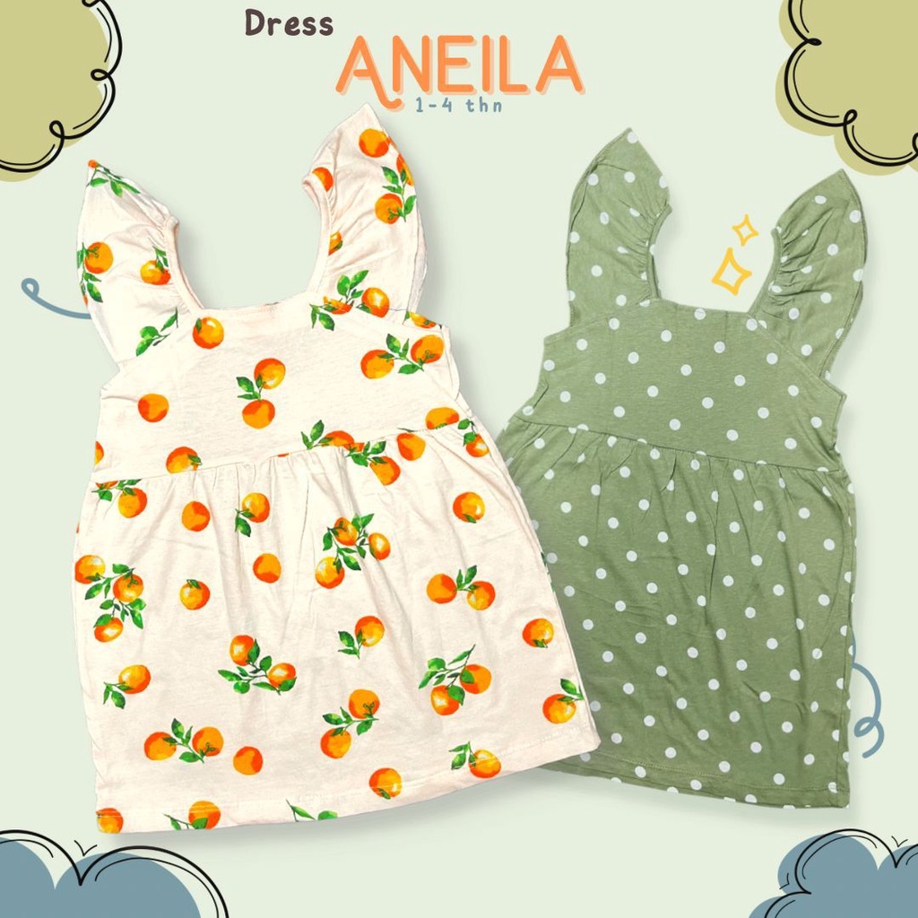 CALLYSTA DRESS ANEILA DRESS ANAK MOTIF LUCU PAKAIAN BAJU ANAK FASHION ANAK PEREMPUAN 1-4 TAHUN