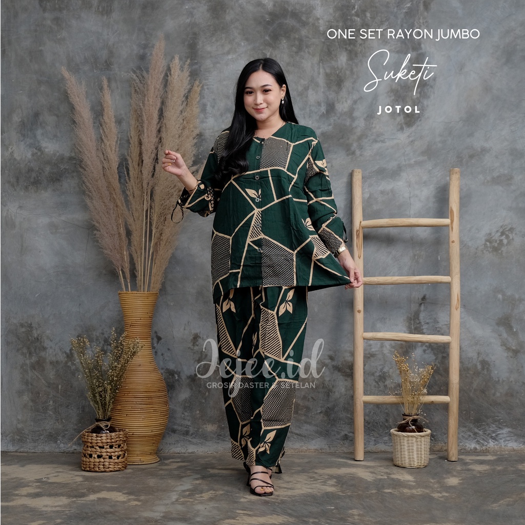SETELAN RAYON JUMBO LD 120 CM BIG SIZE SUNDARI SET PIYAMA TIE DYE LENGAN PANJANG KANCING-SUKETI-JOTOL