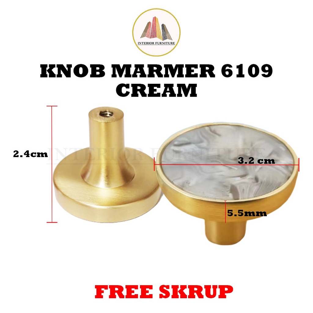 Tarikan Granit Marmer Handle Marmer Knop Marmer Knop Laci 6109 Gold Putih Handle Bulat Laci Pintu Lemari Knob Marmer Marble