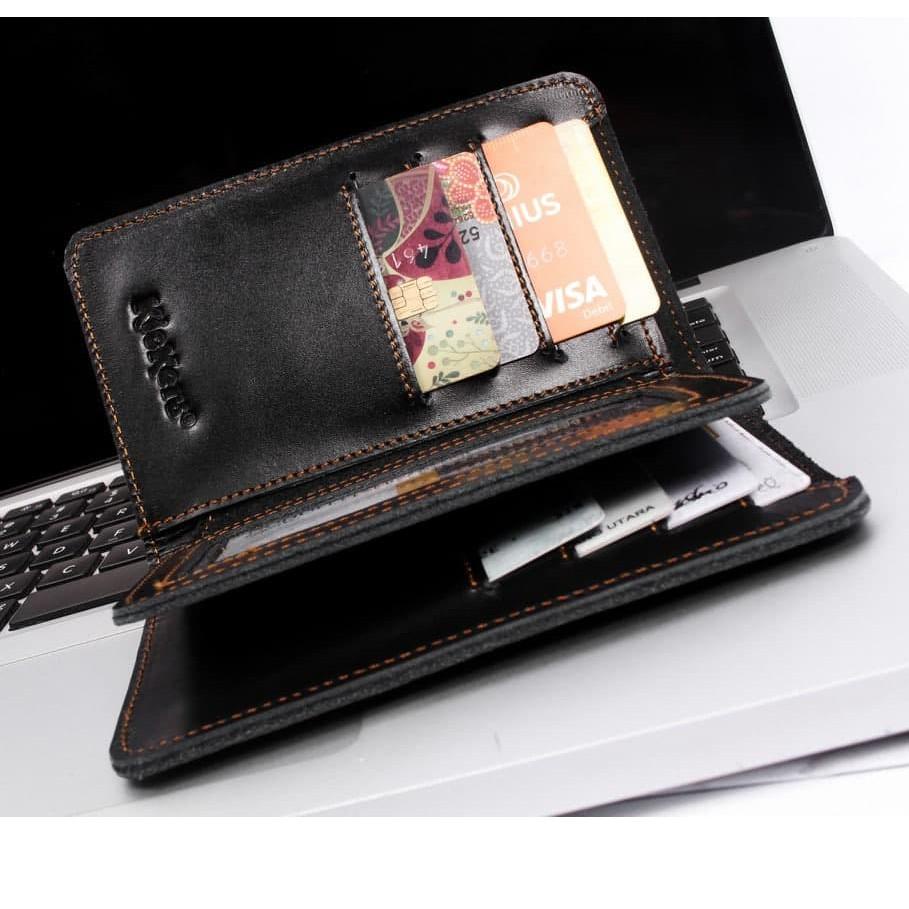 Stok terbatas.. Dompet Pria Kulit Sapi Asli 3/4 Eksklusif Model Berdiri Lipat Buku Tahan Api Kulit T