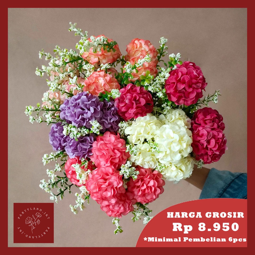 Artificial Flower Dianthus 5stem Palsu Bunga Buatan Dekorasi Hias Bouqet Pesta