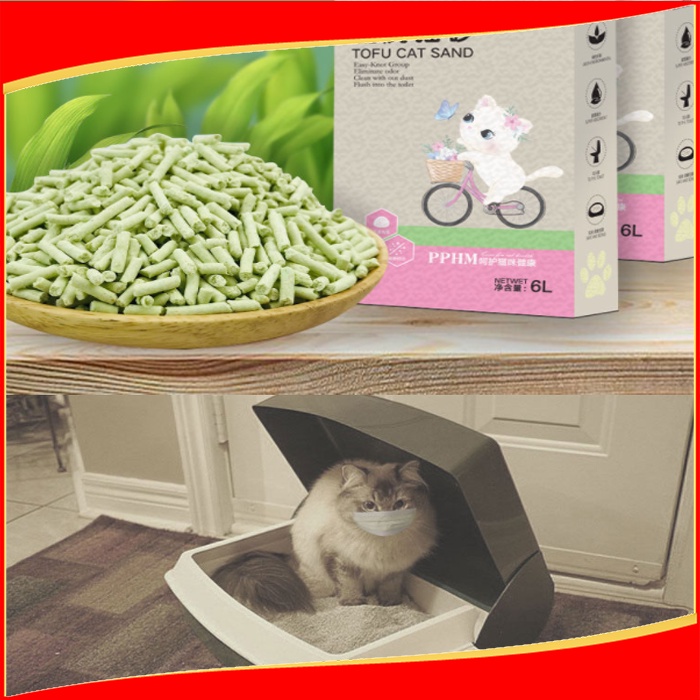 PASIR TOFU CAT LITTER GUMPAL WANGI 6 LITER | Pasir Kucing Tofu Premium | Tofu Clumping | Pasir Kucing Premium