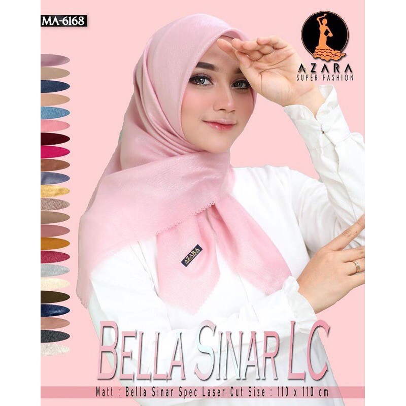 SEGIEMPAT NURSINAR LUXE / BELLA SINAR ORIGINAL AZARA LASERCUT LC TERMURAH WATERPROOF HIJAB GLOWING