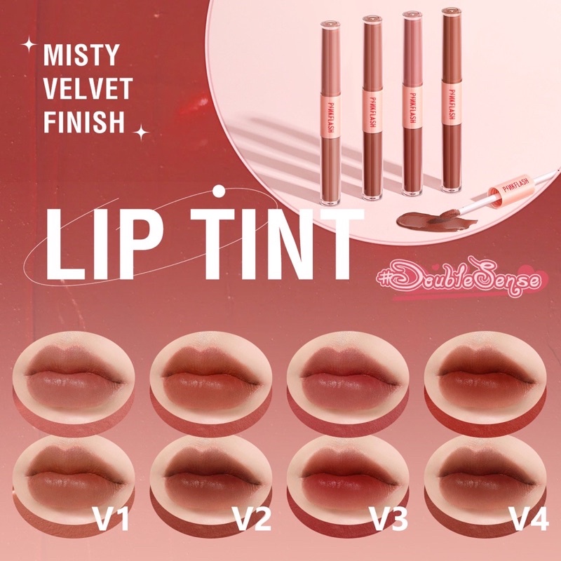 PINKFLASH DoubleSense 2 IN 1 Dual-ended Lipstick ombrelips Liquid Matte lipstik Velvet Tint