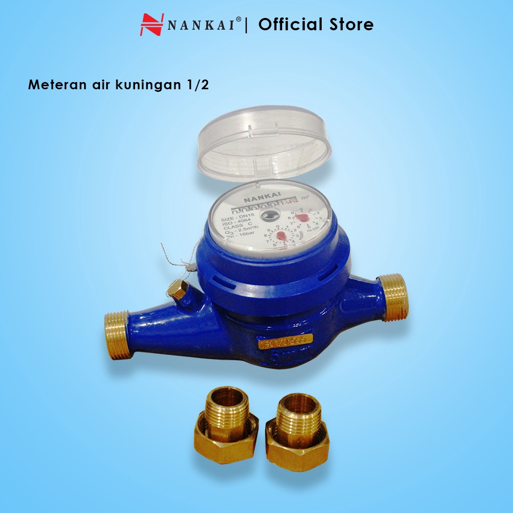 Meteran Air Kuningan 1/2” Nankai
