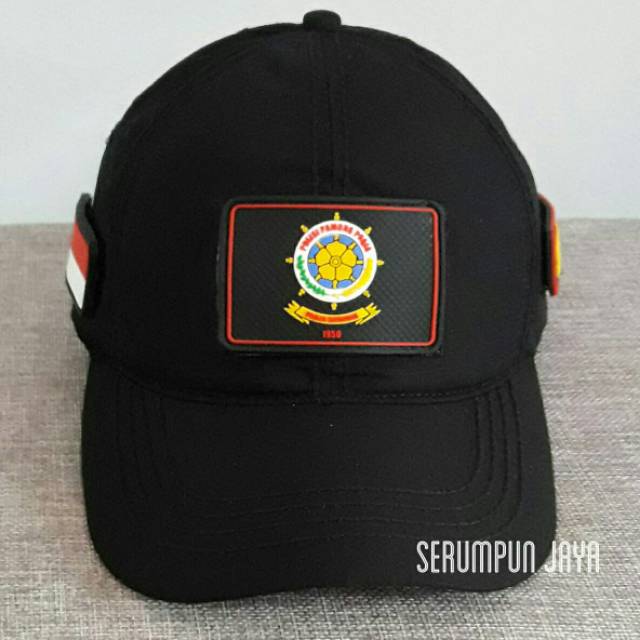 TOPI SATPOL PP - TOPI SATPOL PP 3 PATCH - TOPI SATPOL PP VELCRO HITAM