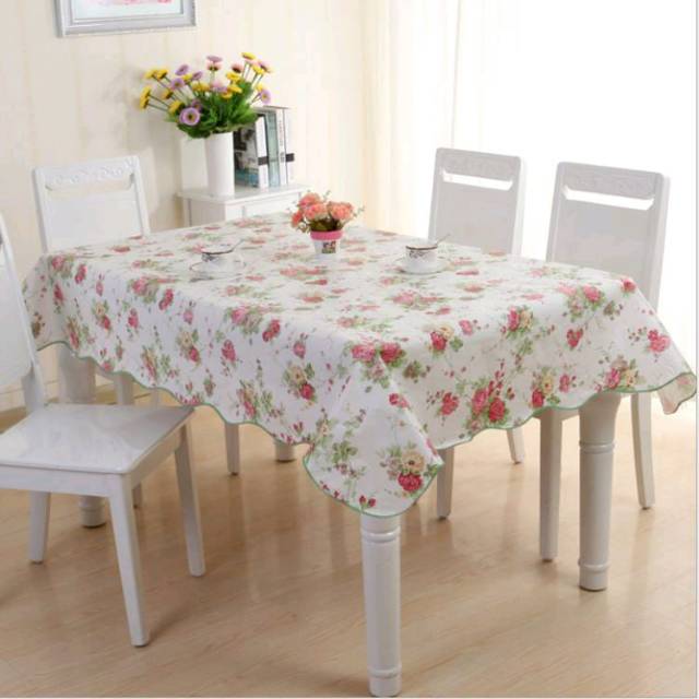 Taplak meja alas meja plastik bunga gambar flower