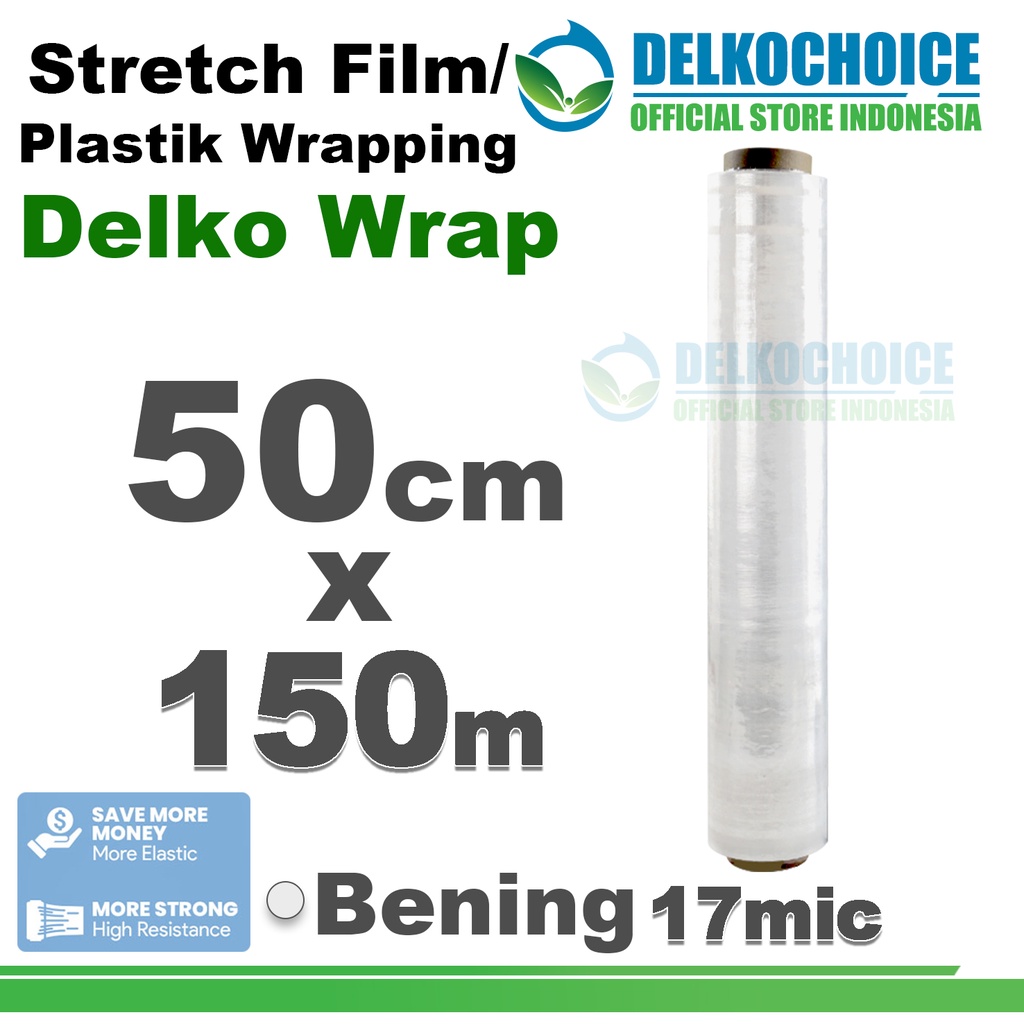 

Plastik Wraping Stretch Film BENING 50cm x 150m Pembungkus DELKOWRAP PREMIUM / SATUAN