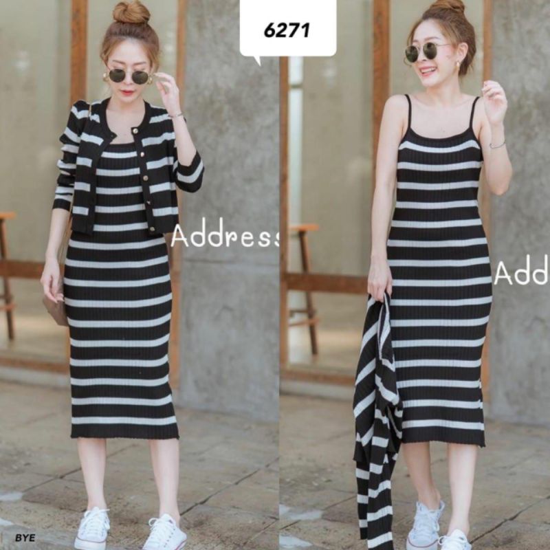 dres rajut+cardigan 6271 M-V