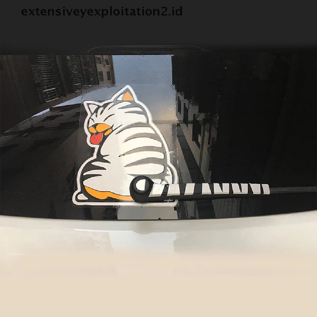 Stiker Wiper Belakang Mobil Motif Kartun Kucing 3d