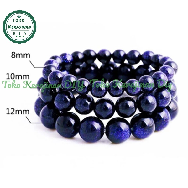 [ FREE Box ] Gelang Batu Pasir Emas Biru 6/8/10mm Gelang Tangan Premium Quality