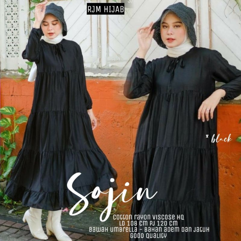 Sojin Midi Dress Rayon Viscose Premium Fashion Wanita Murah Kekinian