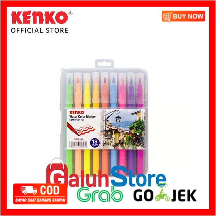

(BISA COD) Kenko Water Colour Marker / Soft Brush Pen SBM 18 Warna