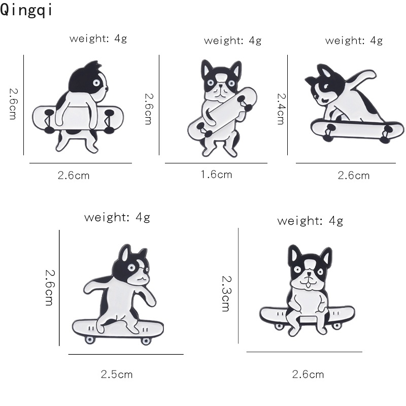 Bros Pin Enamel Bentuk Kartun Anjing Skateboard Bahan Metal Untuk Hadiah Teman