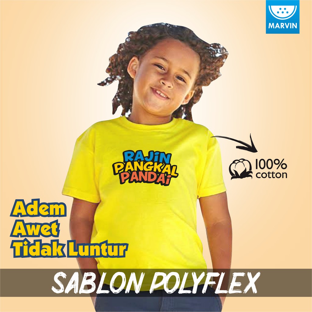 Kaos Anak Rajin Pandai Sablon Polyflex Print pod print on demand satuan new states apparel