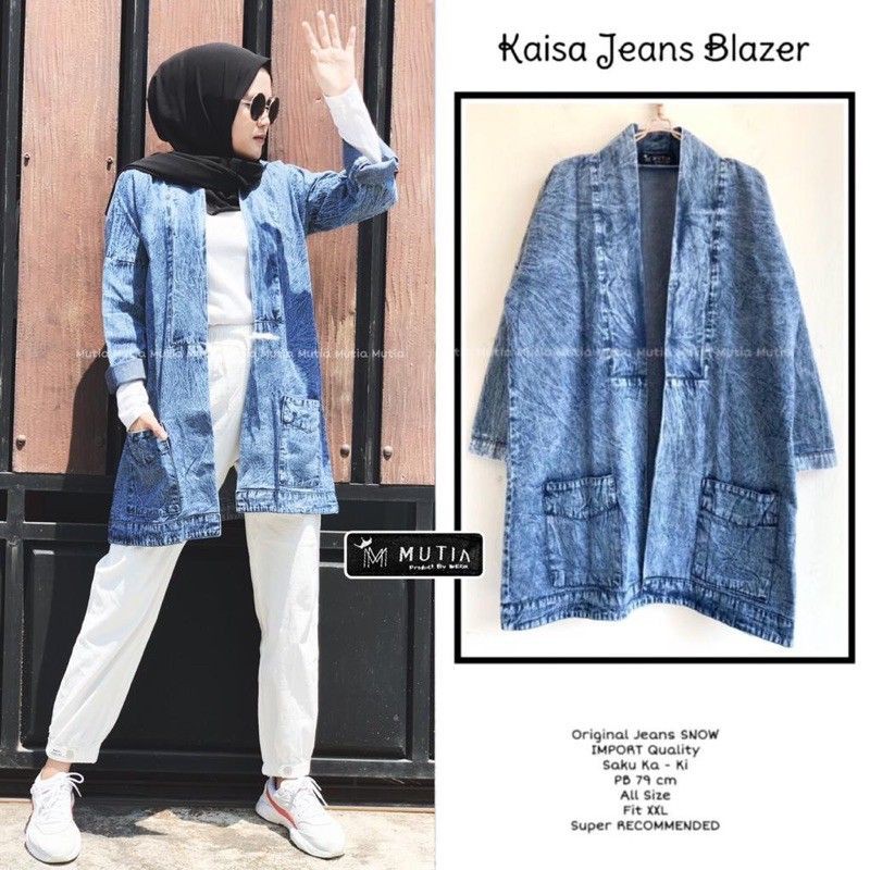 BLEZER DENIM | BLEZER JEANS WANITA BLEZER PANJANG BEST SELLER KAISA