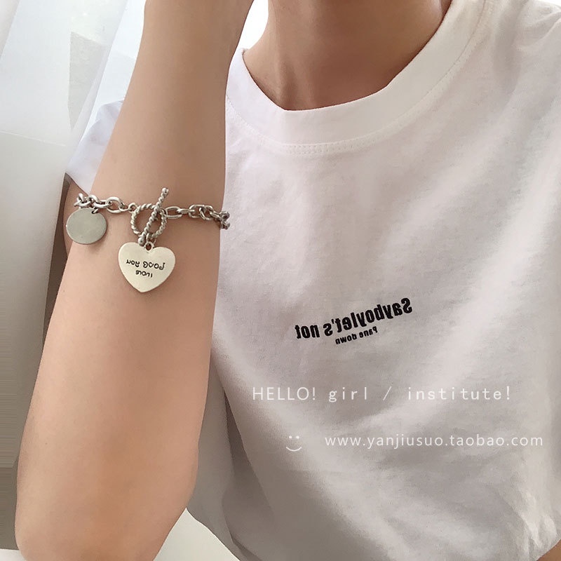 Gaya retro cinta Bahasa Inggris huruf gelang wanita online influencer In special interest desain Kor