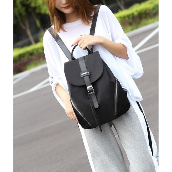 GT 1509 BQ 2075 RISCE TAS RANSEL BLACK NYLON IMPORT WANITA CEWEK PEREMPUAN JAKARTA BATAM