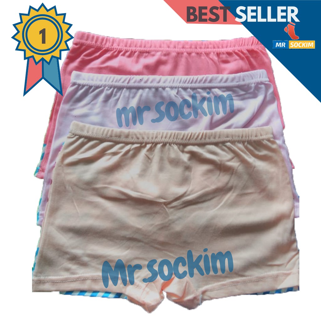 Celana Boxer Anak Perempuan Karakter Lucu Katun Stretch Daimaru | Satire (6 PCS seri warna)