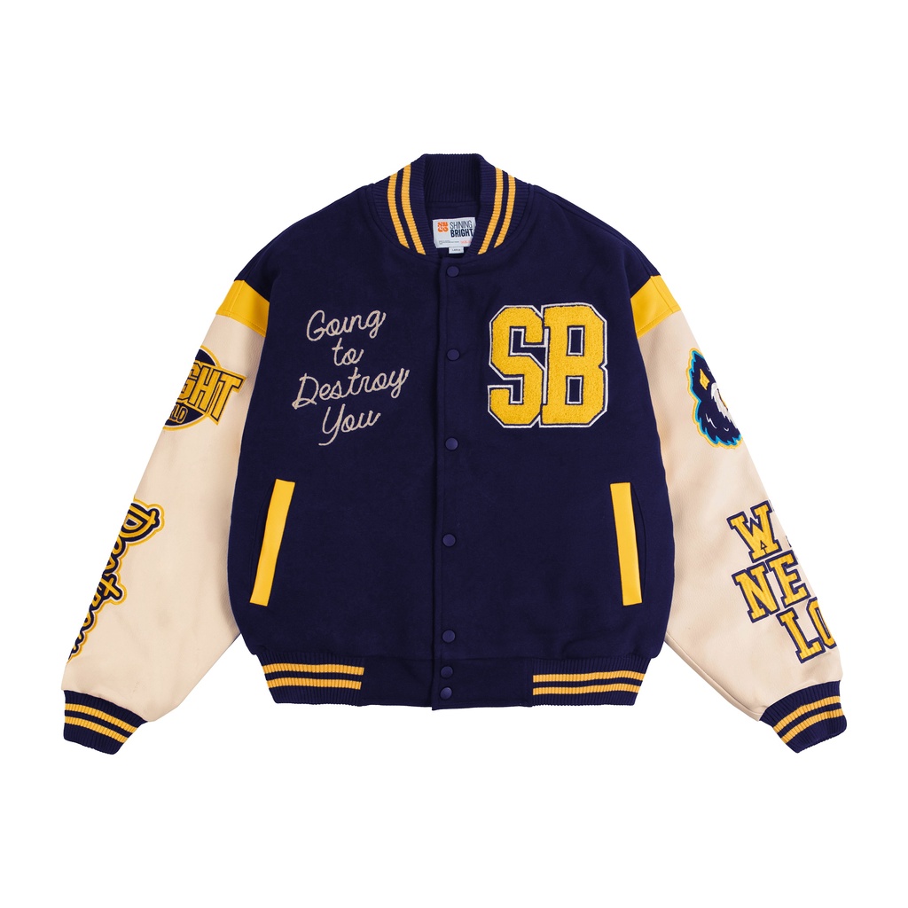 Shining Bright Jaket Varsity Campus - Biru Navy