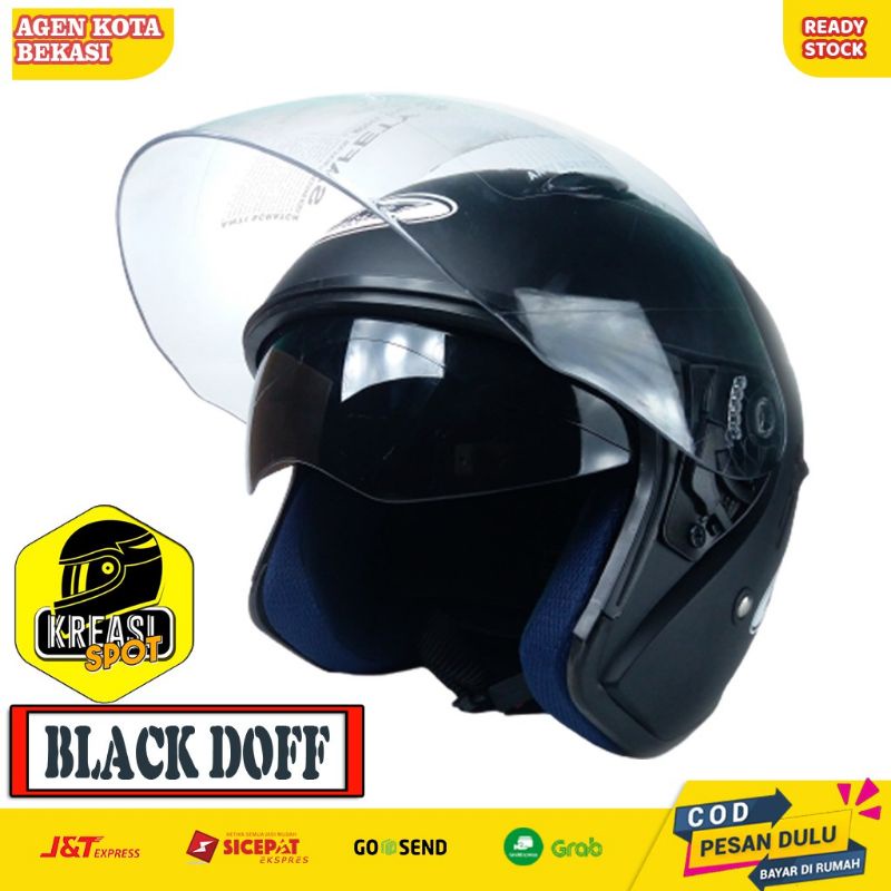 HELM SNI PRIA WANITA CEWEK COWOK DEWASA COUPLE LUCU ORIGINAL GMT CENTRO HALF FACE DOUBLE VISOR MURAH