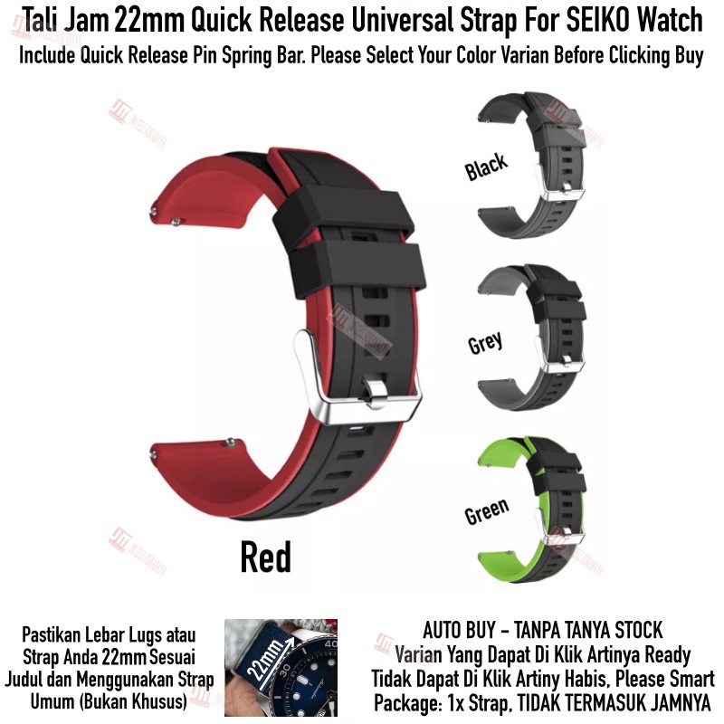 SSR Tali Jam 22mm Watch Strap Seiko Universal - Rubber SIlikon Sporty