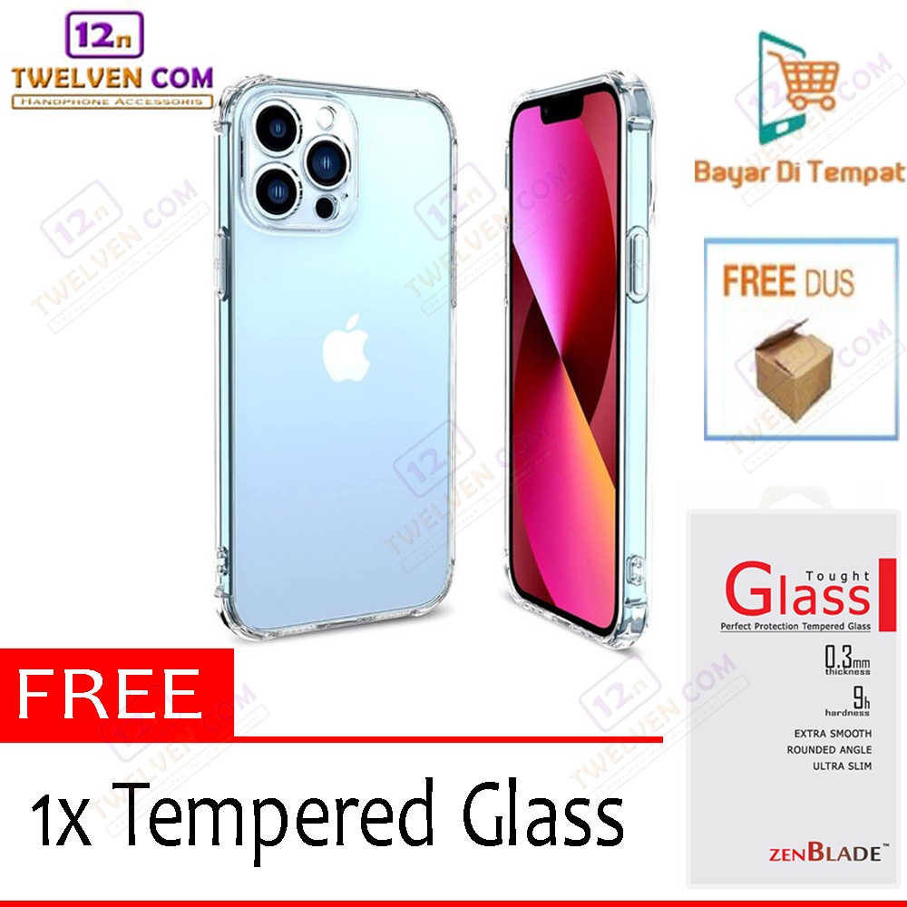 [FLASH SALE] Case Anti Crack Anti Shock Softcase iPhone 13 Pro - Free Tempered Glass