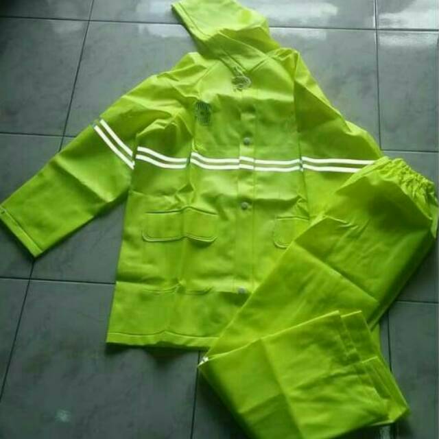 Jas Hujan Polantas Lantas Polos Standar POLRI Bahan Import PVC Model Setelan Baju Celana