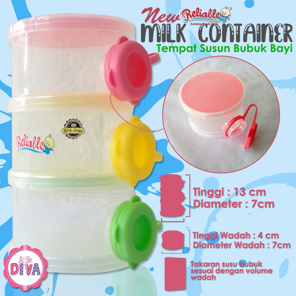 TEMPAT SUSU Bubuk Bayi Bentuk Susun LUSTY BUNNY / RELIABLE / CHN - MILK POWDER CONTAINER wadah tempat susu bubuk 3 &amp; 4 sekat