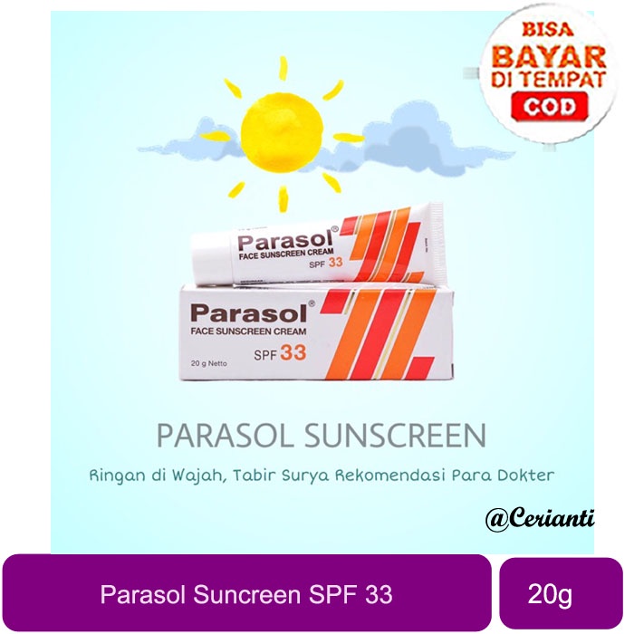 [20GR] [RINGAN DIWAJAH] [BPOM] Parasol Cream Sunscreen wajah SPF 33 20 gr | 20GR_Cerianti