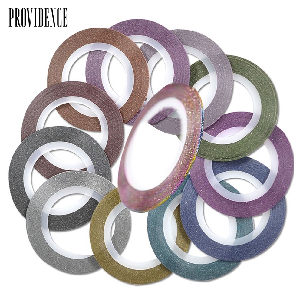 Providence 12Pcs 1mm Glitter Nail Striping Tape Lines DIY Decoration Beauty Art Stickers