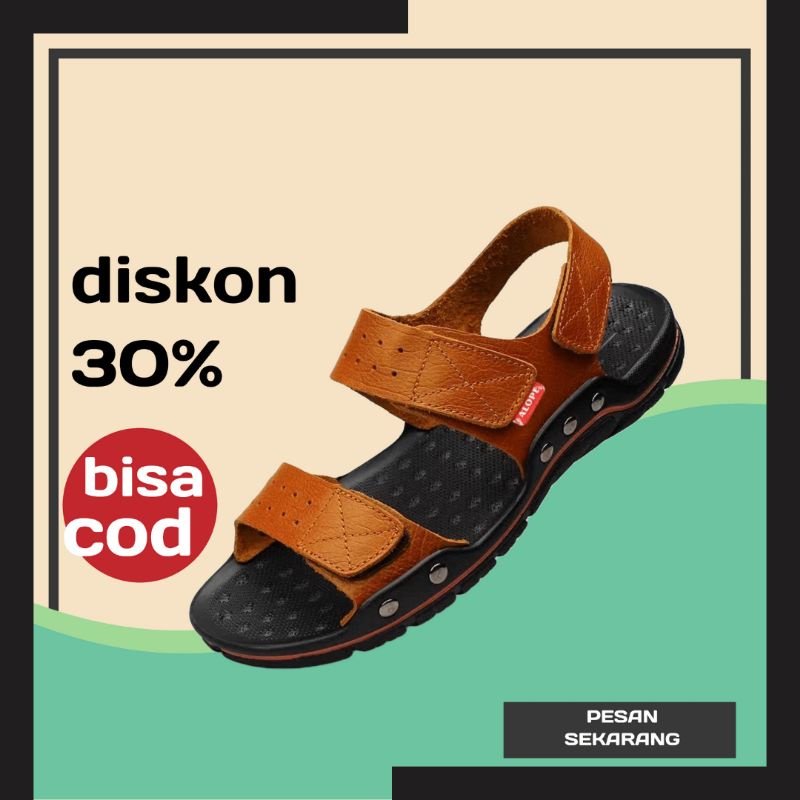 Sandal Slop Sendal Gunung Kulit Pria Cowok Balance Kekinian Murah Laki laki Casual Import Dewasa Kar