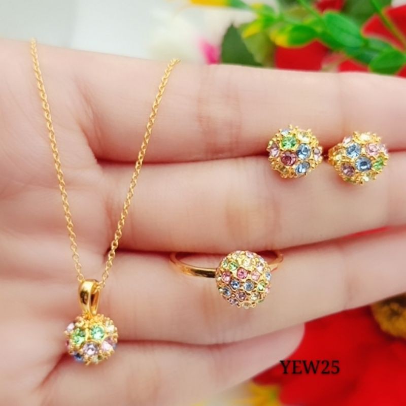 kalung xuping kristal lapis emas 24k